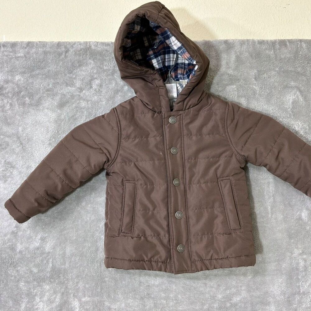 Carters Winter Parka Coat Hooded Toddler Boys 18M snap front